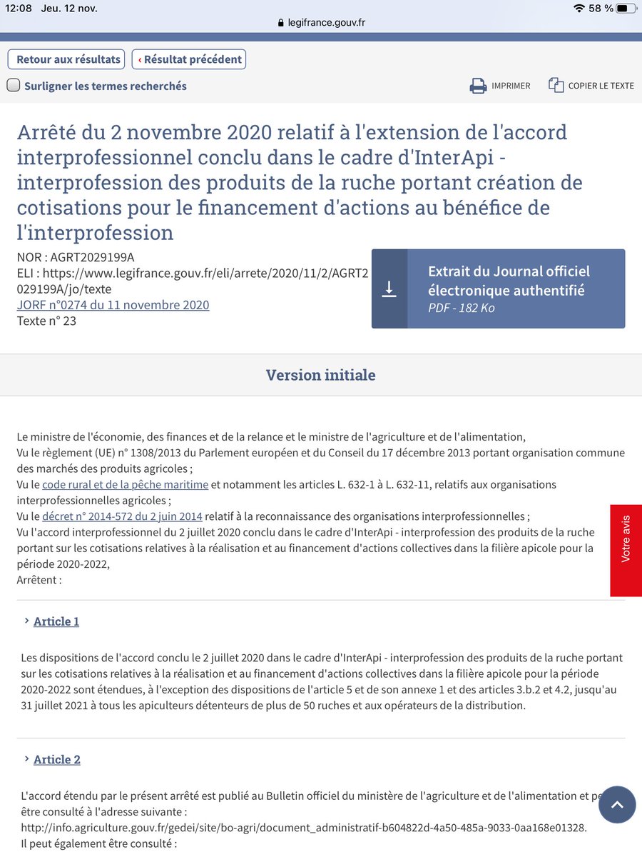 SNApiculture's tweet image. #InterApi, l interprofessionnel des produits de la #ruche a vu par l arrêté publié hier, l extension de l’accord interprofessionnel. Un appel à cotisation pour tous les #apiculteurs de plus de 50 #ruches et les distributeurs en GMS va être lancé. Le montant récolté servira à...