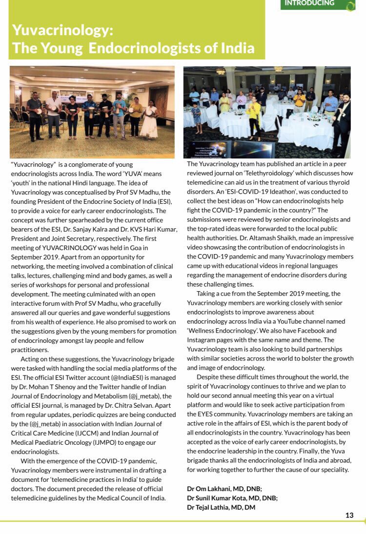EYEScientists's tweet photo. In the latest #EYESNewsletter read about the activities of Yuvacrinology: The Young Endocrinologists Of India and @Soc_Endo Early Career Endocrinologists!
https://t.co/kcomO4ehWV
@feedbacklou @Soc_Endo @IndiaESI
@omlakhani @drtejallathia #sunilkumarkota #philipmcbride https://t.co/XodYxA72Tt