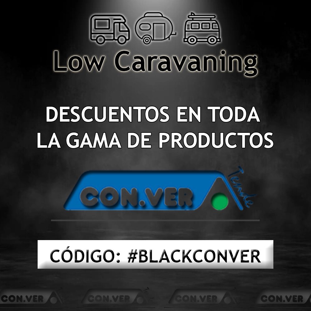 LowCaravaning's tweet photo. En Low Caravaning preparamos el #BlackFriday 
Descubre los descuentos en toda la gama #CONVER con el código: #BLACKCONVER en https://t.co/Pz3c0GHCBF
#caravanas #autocaravanas #camper https://t.co/XernEO6oW7