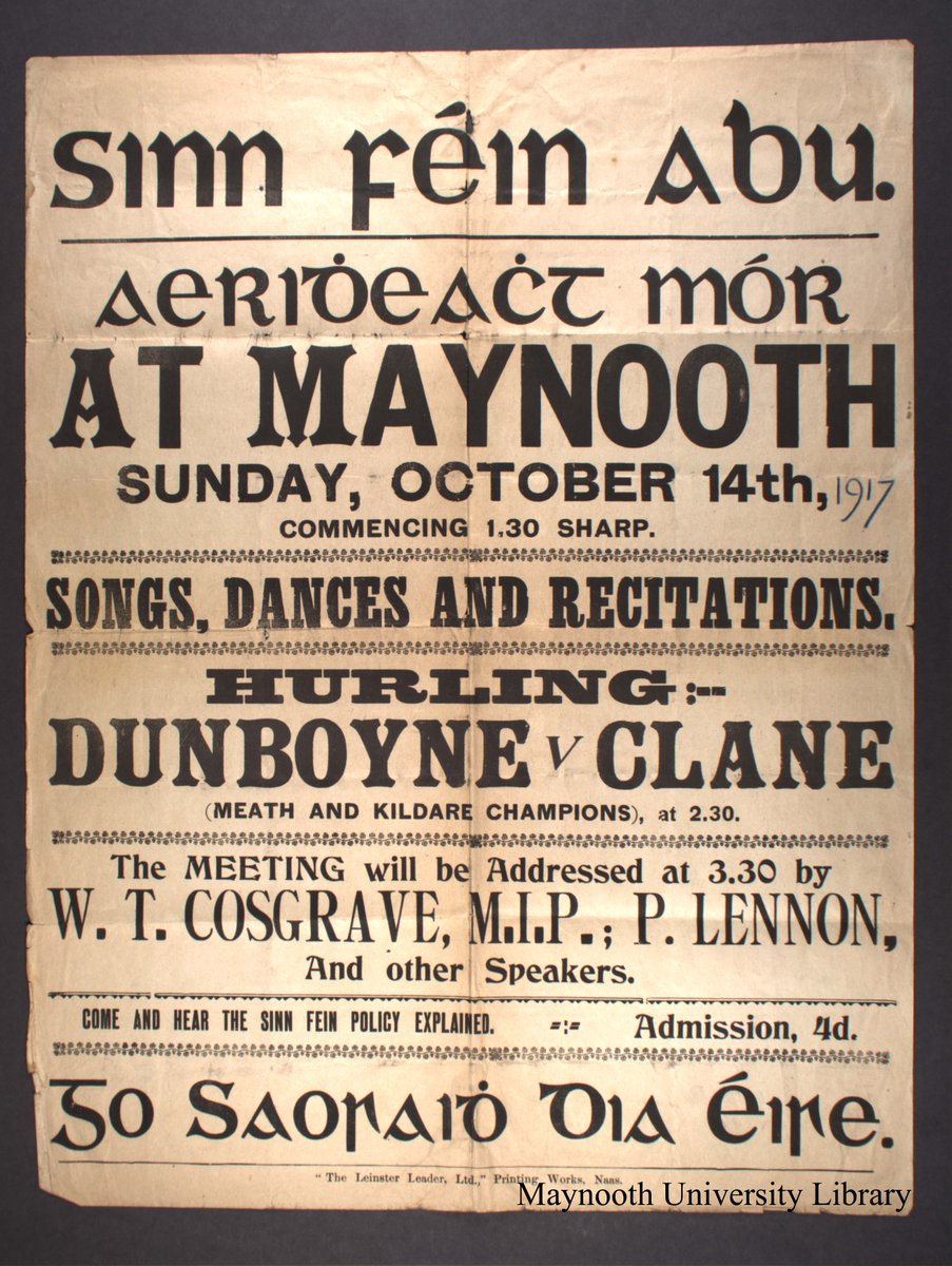 Songs, dances, speeches, recitations, and even a hurling match - the Sinn Féin Aeridheacht (fair) on 14 October 1917 had it all! #Celebration from the Ua Buachalla Collection @SCA_MULibrary @library_MU #ExploreYourArchives #digitalarchives @ARAIreland @explorearchives