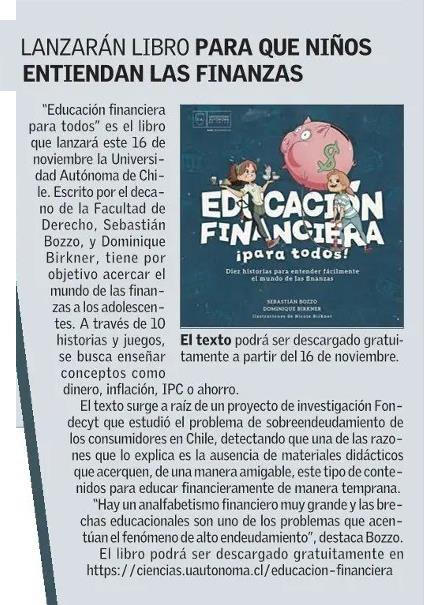 "Educación financiera ¡para todos!" es el nuevo libro del decano <a href="/BozzoSebastian/">Sebastian Bozzo Hauri</a>. Revisa la nota de <a href="/ElMercurio_cl/">elmercurio_cl</a> sobre este nuevo texto de educación y divulgación científica. cc <a href="/ciencias_chile/">Centro de Comunicación de las Ciencias</a>