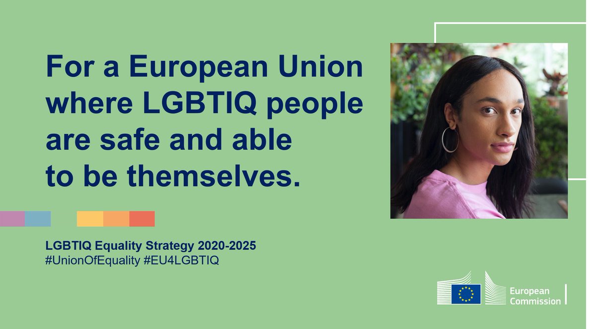 EU_Justice's tweet photo. #EU4LGBTIQ strategy for a 🇪🇺 where all🏳️‍🌈people:
💜are protected against all forms of discrimination, violence + hatred
💚feel free and safe to be exactly who they are 
❤️feel fully included and accepted in all areas of society

Read more
➡️https://t.co/o4GPM4AegW https://t.co/qvxVbZ98mL