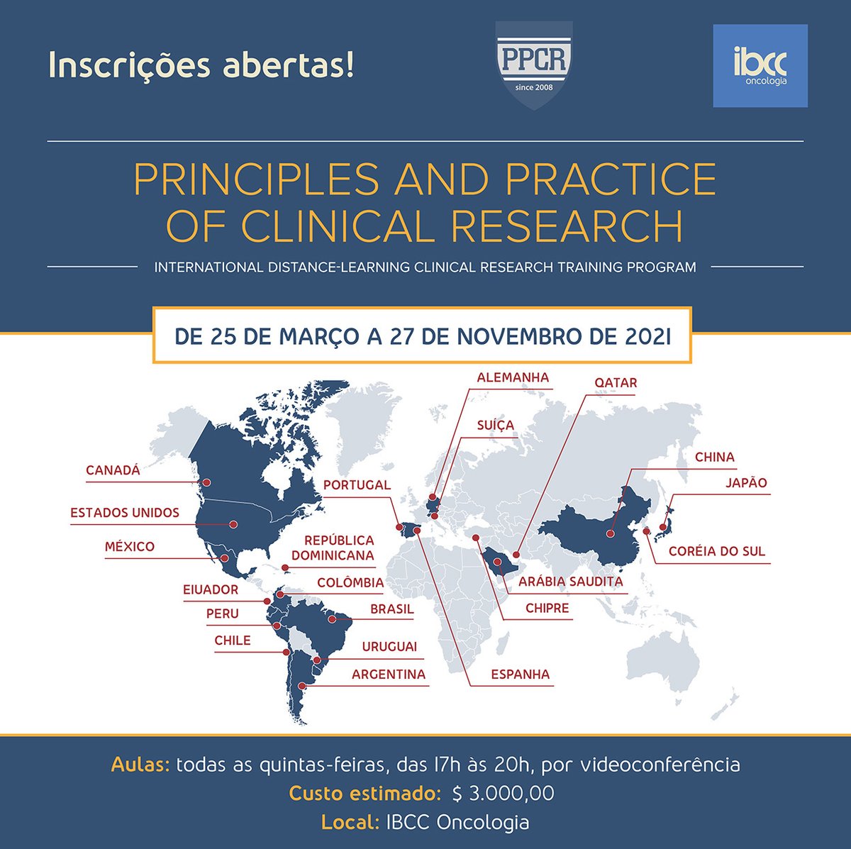 ibcconcologia's tweet photo. O #IbccOncologia será novamente polo do curso de Principles and Practice of Clinical Research #PPCR - Princípios e Práticas de Pesquisas Clínicas de #Harvard em 2021
Mais informações (11) 3474-4249 ou julianamauri@ibcc.org.br
Inscrição: https://t.co/qYy0H2gBda
#ibcc #programappcr https://t.co/IegQ0OQ6G4