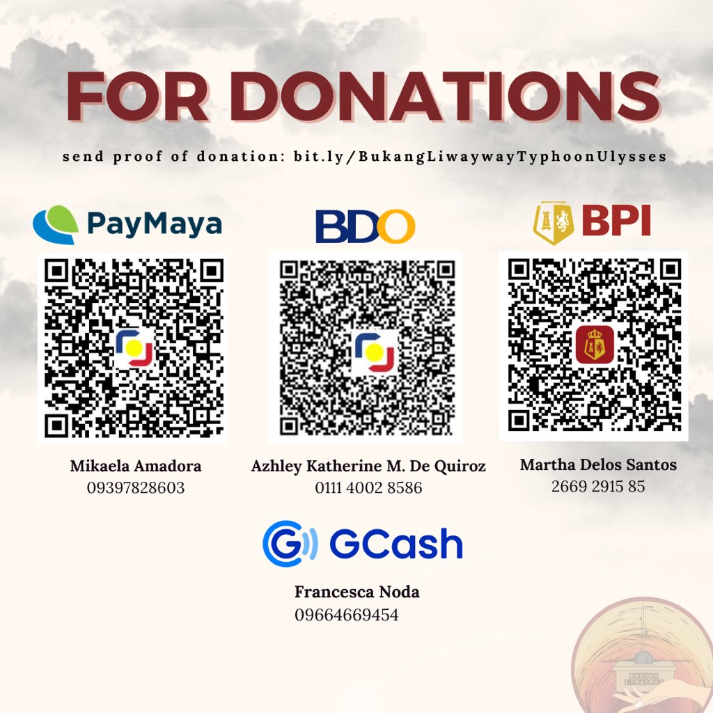 _lynettekayla's tweet photo. [CALL FOR DONATIONS: #ULYSSESPH]

Due to heavy rains and widespread flooding, many areas and residents were left devastated. Bukang-Liwayway is asking for your help to raise donations for the victims of Typhoon Ulysses. 

You can help by donating or sharing this tweet! #RescuePH https://t.co/cZWVQQRT4A