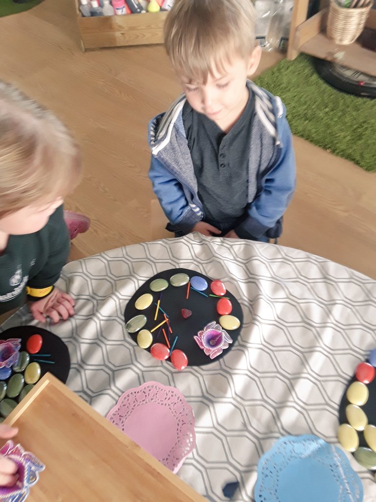 AshbridgeMaxy's tweet photo. Infusing mathematical opportunities in our celebrations through a buffet of #bitsnbobs. Inviting children to create 'looseparts rangoli' patterns using repeat pattern technique. #Diwali #Rangoli #atelier @NDNAtalk https://t.co/DRN3rNFBN2