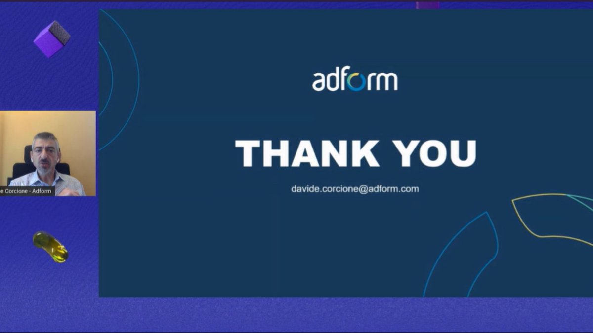 Grazie a <a href="/davide_corcione/">davide corcione</a>, Country Manager <a href="/adform/">Adform</a> Italia per questo workshop riguardante i cookies e la nuova piattaforma FLOW. 
Il futuro dell’identity è già presente.
#IABForum #IABForum2020 #WelcomeToMetaverse <a href="/IABItalia/">IAB Italia</a>