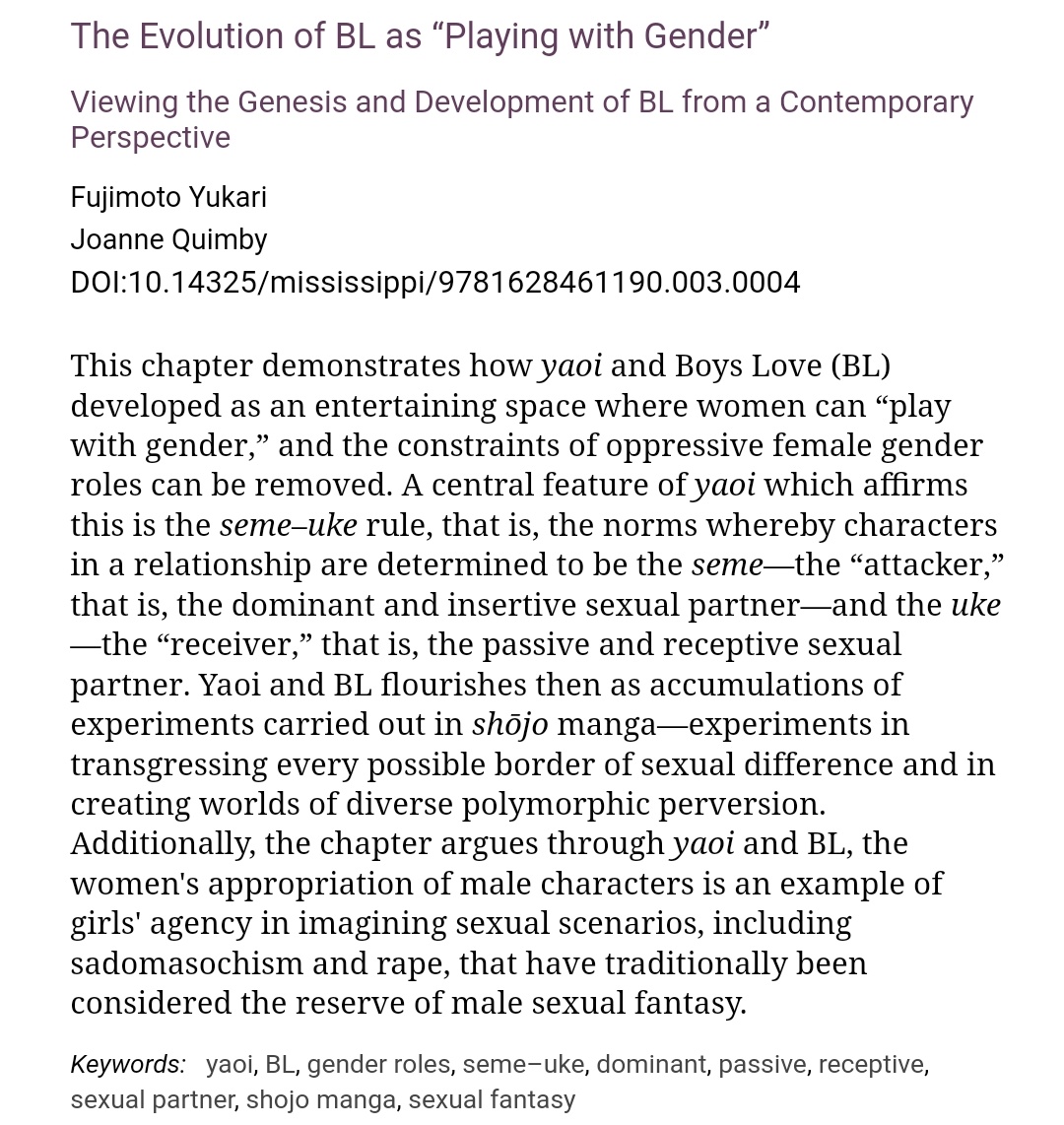 Someone said they'd rather believe in some academic journals and i decided to take a look on their abstracts. https://www.universitypressscholarship.com/view/10.14325/mississippi/9781628461190.001.0001/upso-9781628461190-chapter-1 