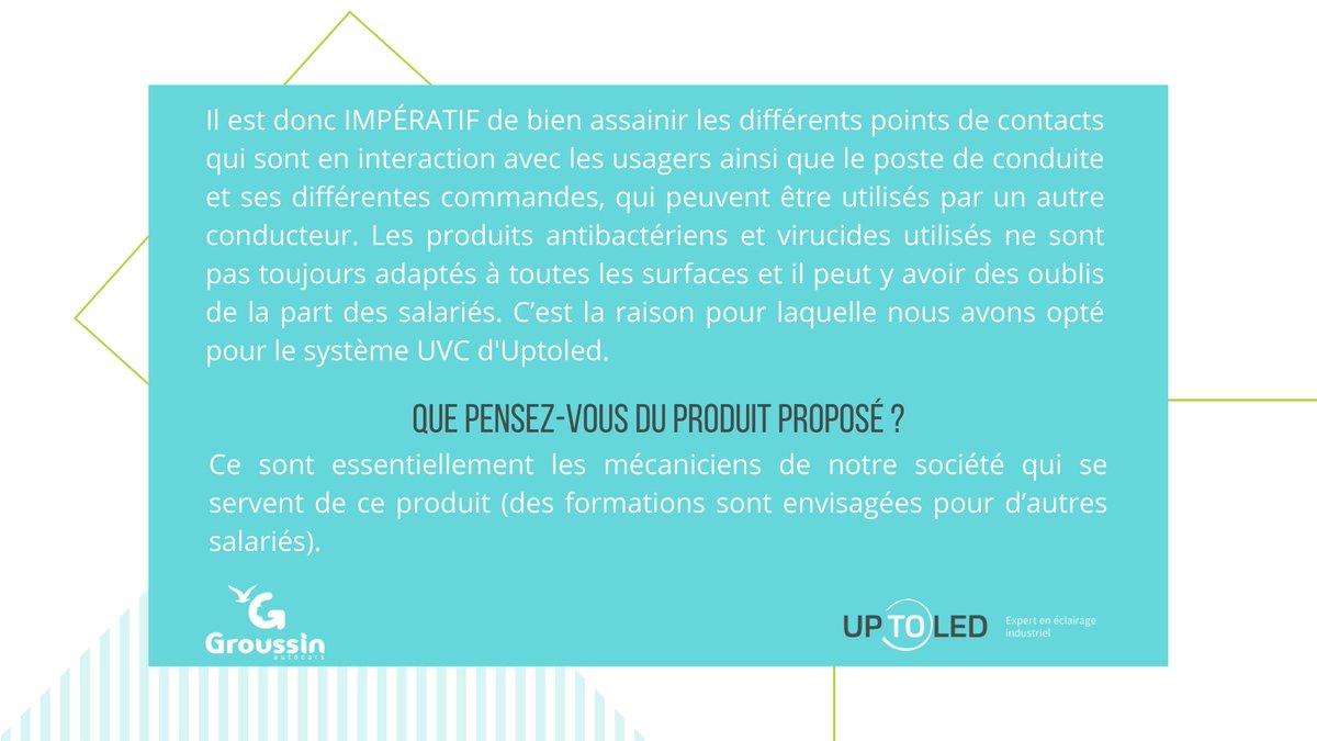 uptoled's tweet photo. La société Autocars Groussin a récemment choisi la tour "Selec UV", proposée par UPtoLED.
Olivier, responsable commercial, nous partage ses problématiques pour assurer la sécurité de ses collaborateurs et usagers et la réponse apportée par la #désinfection à la #lumière #UVC. https://t.co/CizpGyTM7c