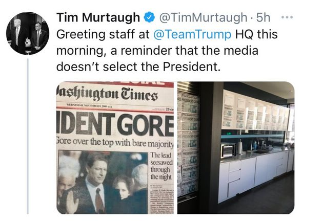 Example 28:Tweeting fake photo of Al Gore as president  https://www.huffpost.com/entry/tim-murtaugh-trump-washington-times_n_5fa8578cc5b66009569bd26a