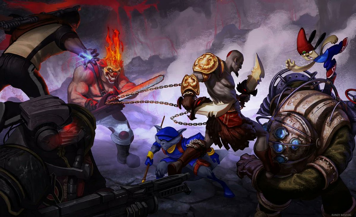 SaveTwistedM's tweet photo. Playstation All-Stars concept art by Randy Bantog https://t.co/f0eCDA97SV