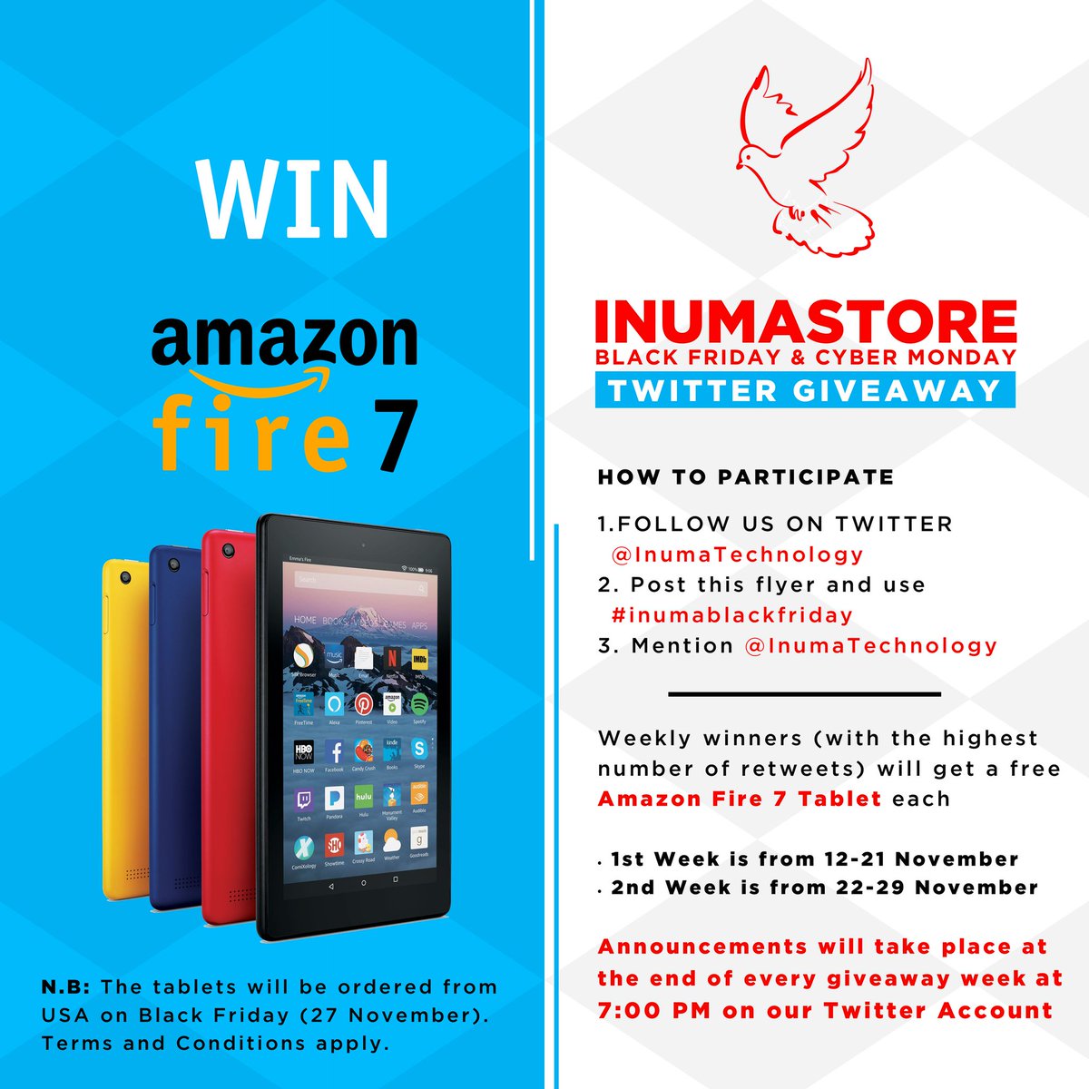 Hey every one  i would like to kindly ask for a support to win this amazon fire 7 tablet, please like and  retweet this , you can also tell your friends to tell their friends 
God bless y'all ❤️
#InumaBlackFriday 
<a href="/InumaTechnology/">Inuma Technology Ltd.</a>