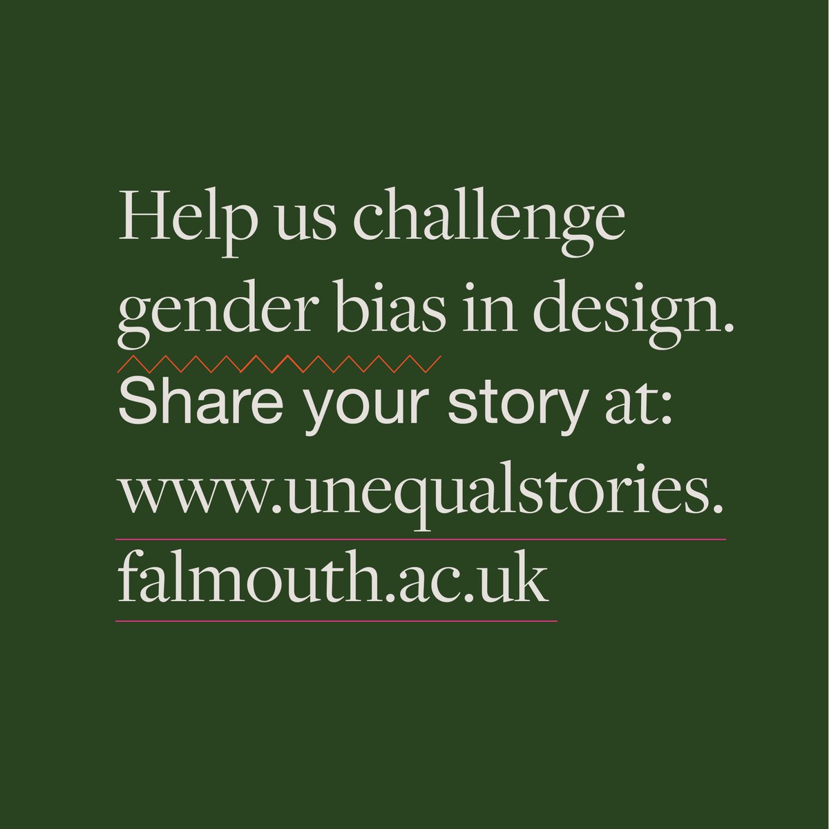We were really excited to hear about the new Unequal Stories platform to gather women’s stories on their experience of gender bias in design (good, bad, or otherwise) which has been set up by the Department of Graphic Design at <a href="/FalmouthUni/">Falmouth University</a> (See thread 👇👀💙)