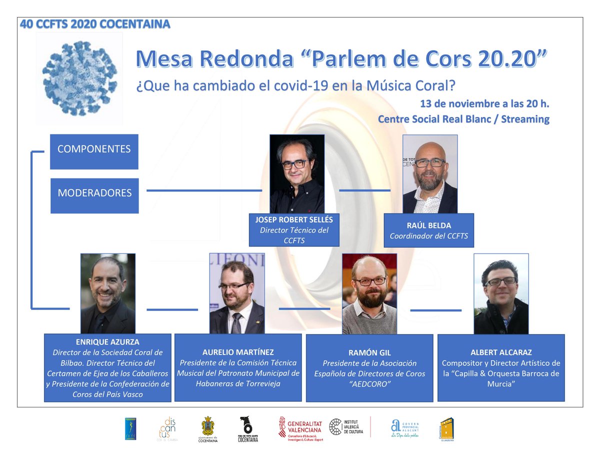 CCFTS's tweet photo. Mañana viernes a las 20h podrás seguir en directo por la web de @informaciontvA la Mesa Redonda "Parlem de Cors 20.20"
#40CCFTS #musicacoral #Covid_19 #coros #Cocentaina @Fira_Cocentaina https://t.co/VoO4rjRXL6