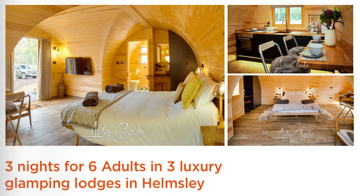 FirecrackerBall's tweet photo. Enjoy the very best luxury glamping experience in the UK. Helmsley Huts is offering unique, individually themed rooms for six adults staying for three nights. Relax in the North Yorkshire moors in this idyllic getaway. Find out more here > https://t.co/uXd8mYIG2m. @barnardos https://t.co/Aco4LzuaLF