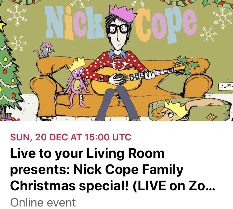 20th Dec ... Online Festive zoom concert with me and Norman! Tickets <a href="/LiveToYourLR/">Live to your Living Room</a> #nickandnorman #nickcope