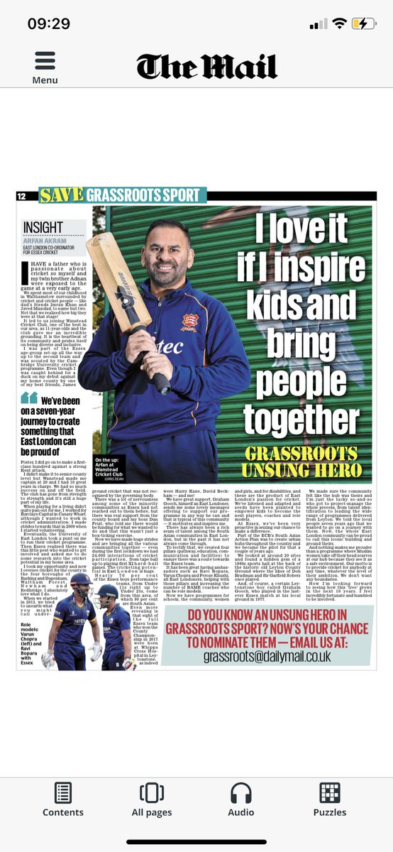 Great to see @UEL_News Head of Cricket @arfanakram feature in an interview with @Paul_NewmanDM as a Grassroots Unsung Hero. Arfan is a great role model and we know that his influence spreads way beyond @EastLDNCricket.