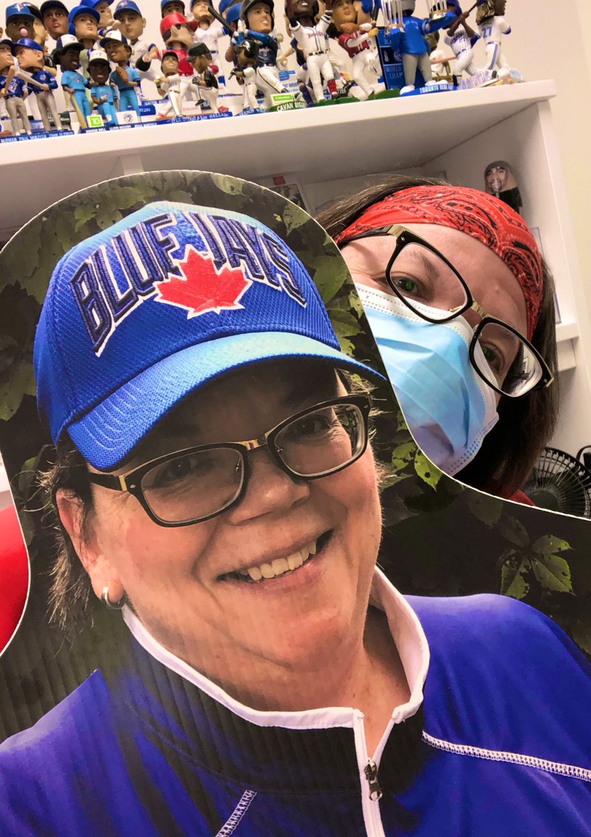 kerry_a23's tweet photo. #WorldsCollideWhen my @BlueJays-loving, geared-up, cutout self and my masked-up, lab-rat, work self meet. https://t.co/uKgLzj7OGl