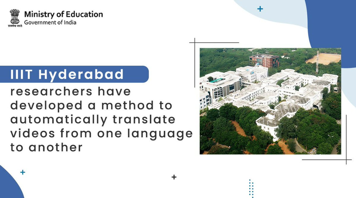 An incredible team of #researchers at <a href="/iiit_hyderabad/">IIIT Hyderabad</a> led by CV Jawahar - Dean, R&amp;D has developed a #MachineLearning model that can automatically translate a video of a person speaking in one language to another.

Commendable work done by the team!
bit.ly/IIITH-ML