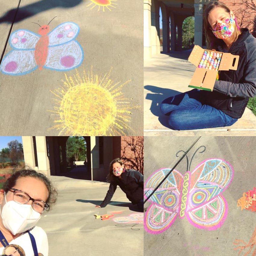 JBSchool's tweet photo. When a friend gifts you a new box of chalk, you head to the sidewalk to create some art just like Mrs. Yetter and Mrs. Haverman did during second period today. #jbsfaculty #arttherapy https://t.co/k2xjOHDelK