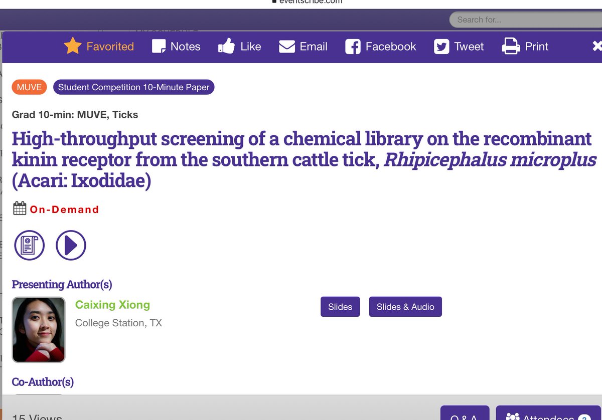 High-throughput screening of a chemical library on the recombinant kinin receptor from the southern cattle tick, &lt;em&gt;Rhipicephalus microplus&lt;/em&gt; (Acari: Ixodidae) cdmcd.co/EEPWQQ #EntSoc20