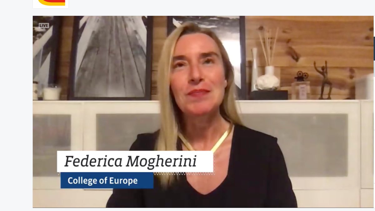 AmChamGermany's tweet photo. "No matter the differences in institutional relations, the bones are there to stay." - @FedericaMog, Rector @collegeofeurope and former #EU High Representative, on the resilience of transatlantic relations in her Closing Speech. #TransatlanticBusinessConference #tbc2020 https://t.co/A4lORhiLhD