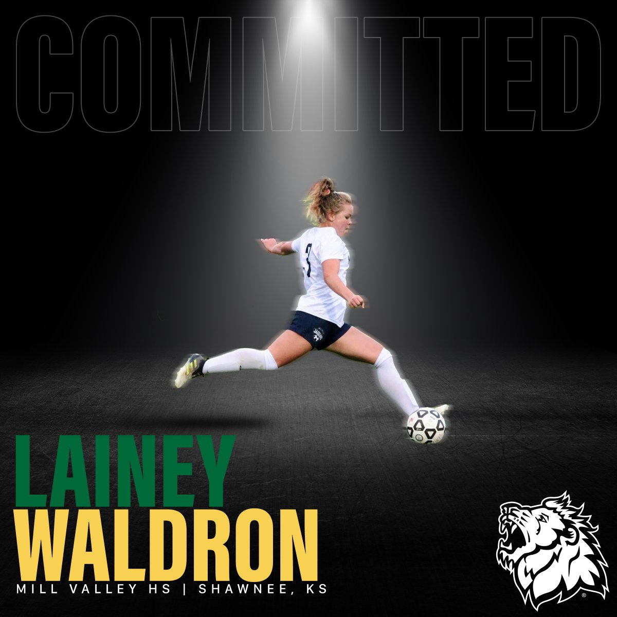 MssuSoccer's tweet photo. Welcome @laineywaldron_ to the 2021 class of Lions!  A dynamic midfielder from @mvjaguars and @kcfusionsc
. #weareoneMOSO #roar2021 https://t.co/xz0pr8uOfO