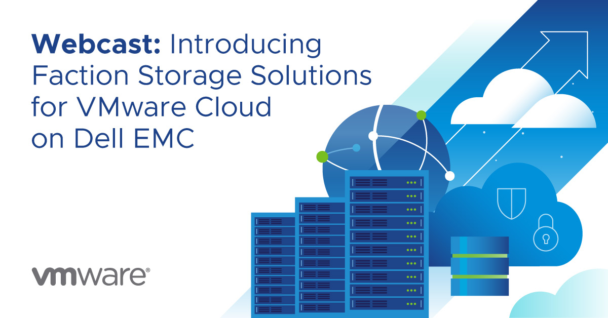 VMware's tweet photo. Tune in to this live webinar on 12/3 to see how VMware has partnered with @FactionInc to deliver fully managed cloud-based storage solutions to #VMwareCloudonDellEMC customers π€
Register today: https://t.co/JaXwB9gJ6K https://t.co/G79JCI10RY
