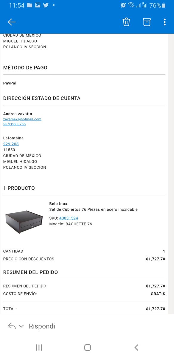 ANDREAZAVATTA's tweet photo. @palaciohierro Eso es el producto y el mwtodo de pago https://t.co/e0F0P923Lf