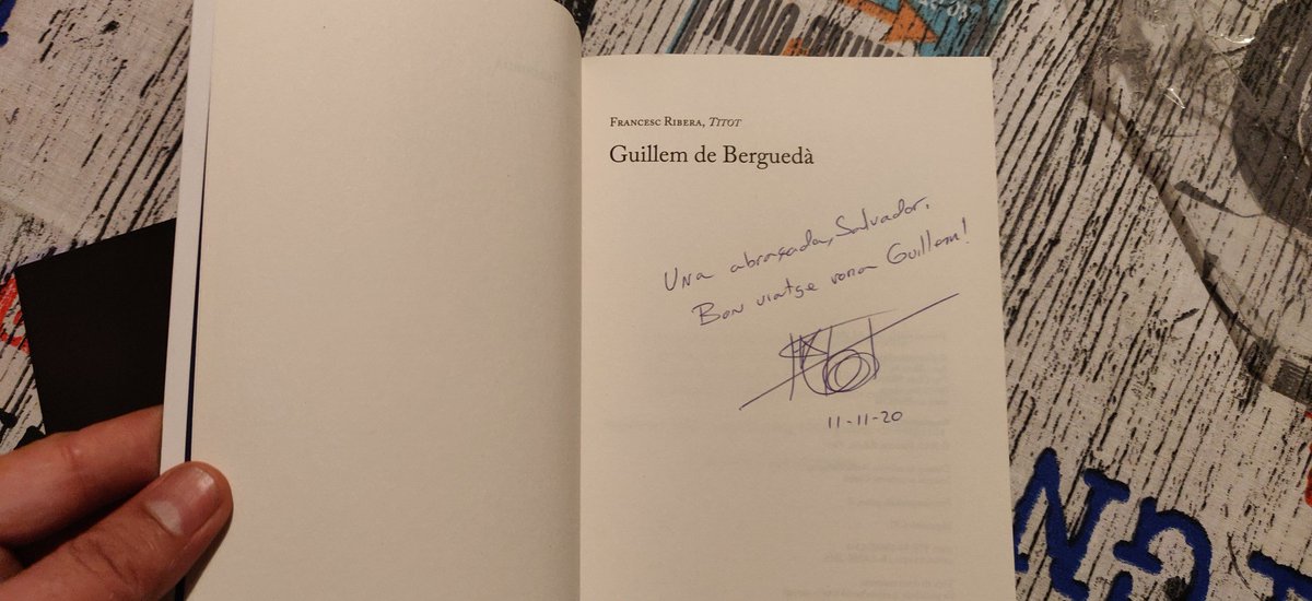 Sregal's tweet photo. Després de tants anys utilitzant-lo al batxillerat, he descobert que n'havia fet una novel·la i no me n'he pogut estar... Venia amb sorpresa! 😍 Moltes gràcies! #GuillemdeBerguedà #Titot #trobador #Cornellaesquerra https://t.co/0YUdQubPuB
