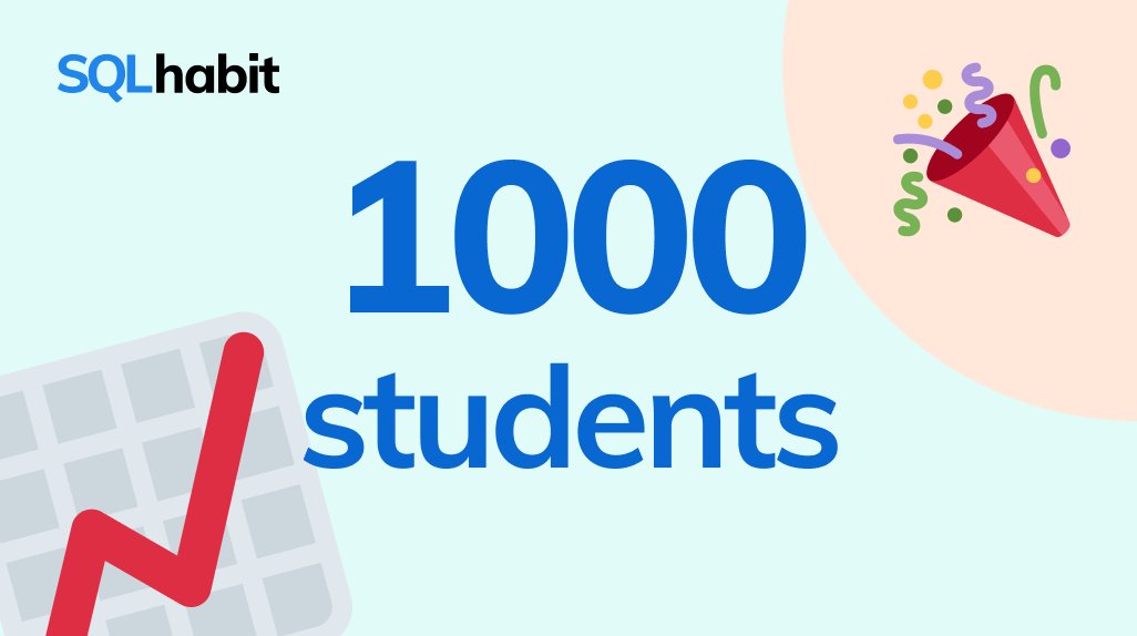 makaroni4's tweet photo. SQL Habit crossed a 1000 students mark recently, it's mind-blowing 🍾🥳

I'd love to share the journey so far in a blog post or series. 💡

What would you like to learn about the course? Please, hit me up with questions here or DM 🙏 https://t.co/ARG1sjt06u