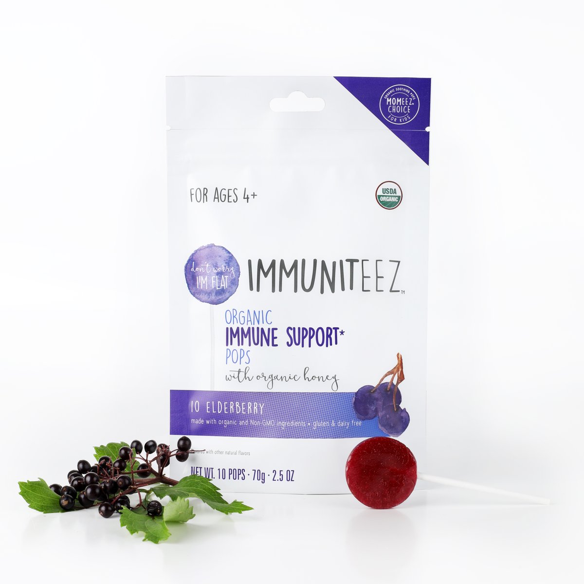 What's this? An elderberry flavored immune support pop! Packed with vitamins C, D, E, Zinc, Selenium and more. A delicious way to support your little one's (and your!) immune system. Immuniteez are available at select Target, CVS, Walgreens, Wegmans and Rite Aid locations.
