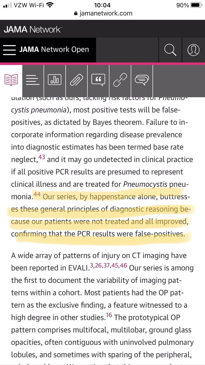 phlegmfighter's tweet photo. This paragraph was added to the paper during review bc not one of the (anonymous) #peerreviewers grasped the concept. #baserateneglect #bayestheorem #falsepositive #EVALI #vaping #PJP https://t.co/UkBh2d6vAD