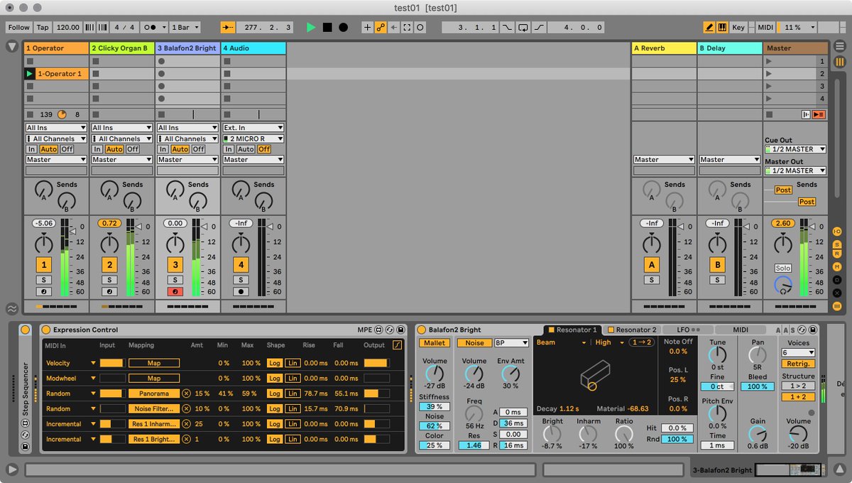 One day with <a href="/Ableton/">Ableton</a> Live 11 #beta and these words come to me at first:

We can now use a lot of random/generative processes natively, or almost natively for making MORE &amp; MORE variations, playing and triggering chance &amp; weird phenomenons to your practice !

#abletonlive11