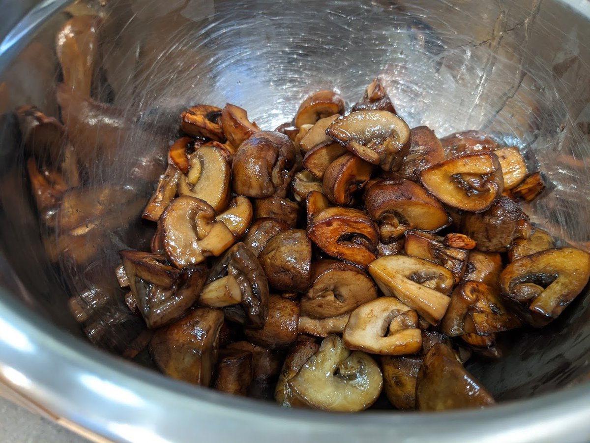 You'll need a high-smoke point oil that can handle the heat (unlike our lame duck President).Brown that steak. Then caramelize the mushrooms in beefy oil.