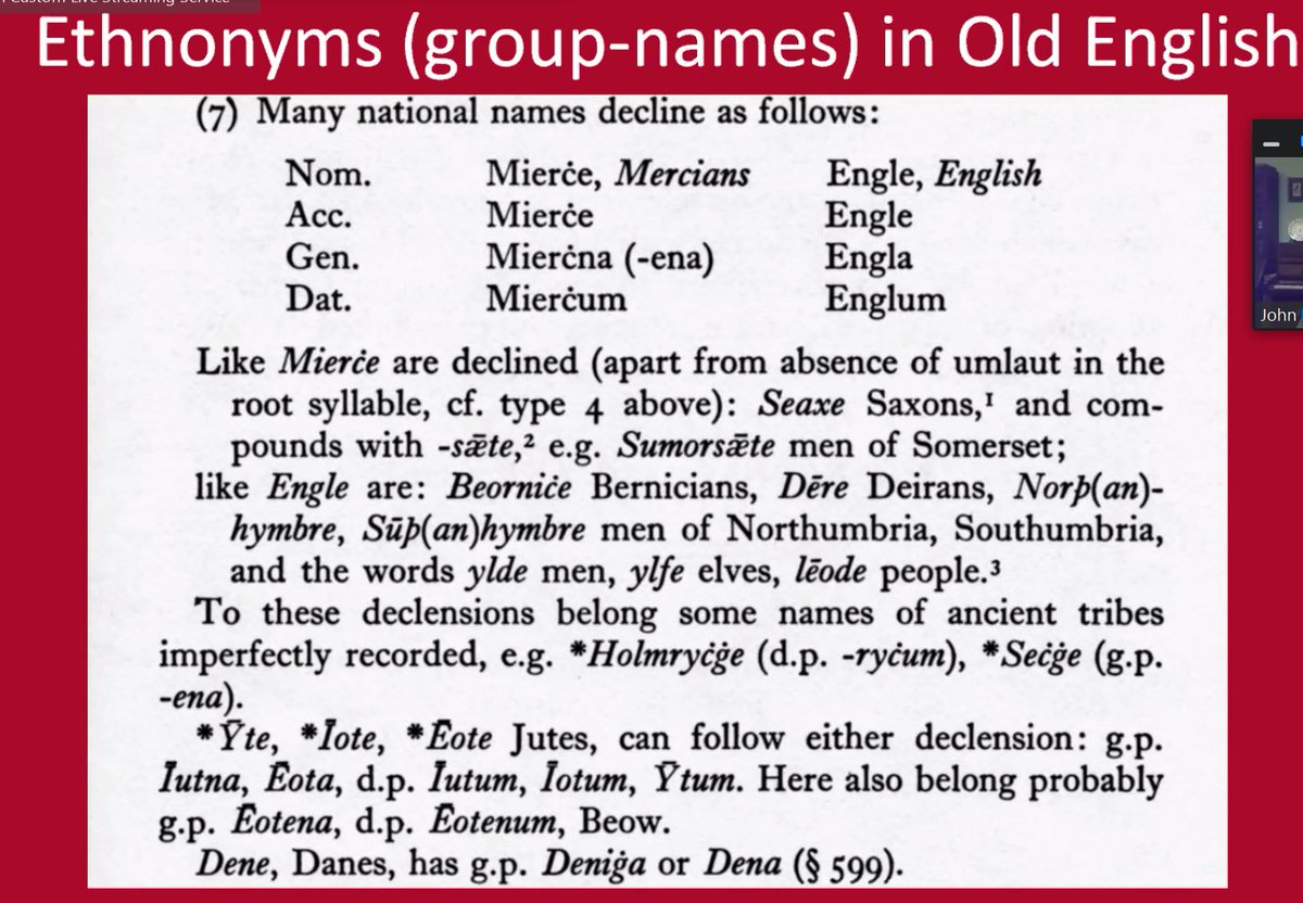 Examines the development of the term "English" and "Angle" in both Latin and Old English. Notes that these terms were usually plural, and argues for them reflecting group identity.