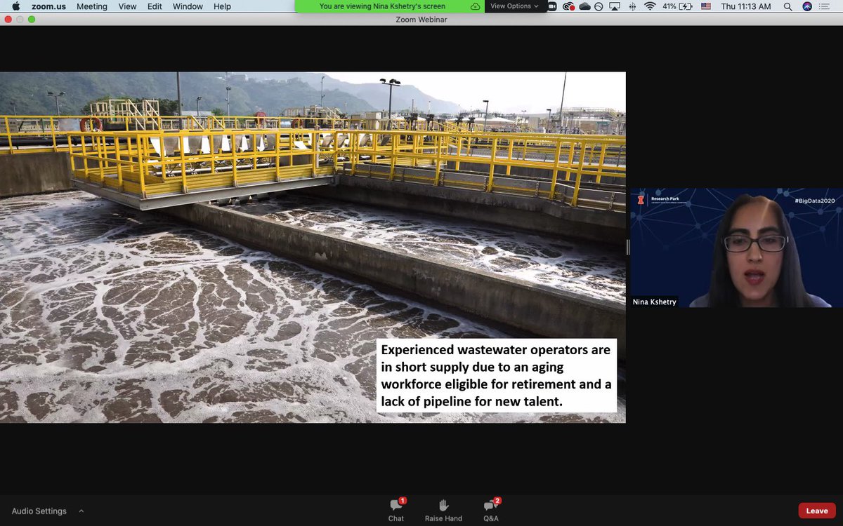UIResearchPark's tweet photo. With the new research discoveries focused in waste water management, Nina Kshetry(@nkshetry - the founder and president of @EnsarasInc) speaks on the topics of diverse data sets, AI tools for data-driven models, and the AI Wastewater Stack. #UIRP #BigData2020 https://t.co/BK9KyYfb3A