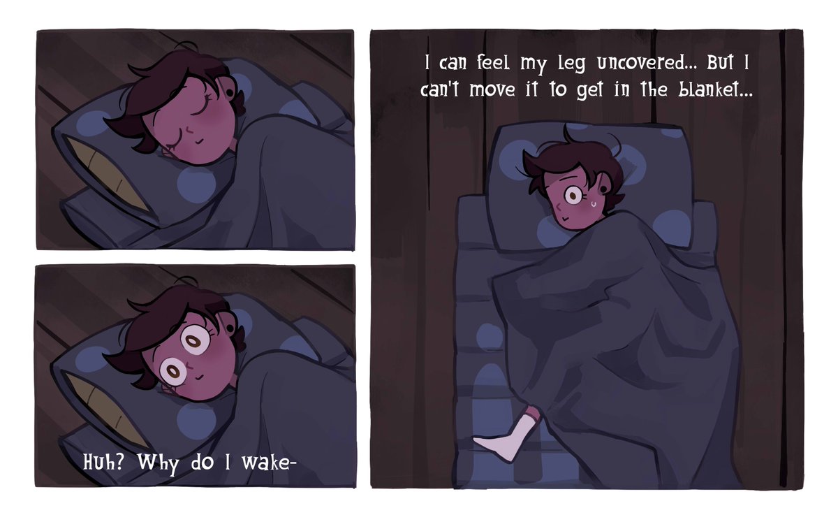 Luz's paranoid during sleep paralysis &amp; didn't realize it could be anyone in the owl house visiting her in her sleep. I'd be that paranoid too if anyone is visiting me during sleep paralysis tbh...

Also

I was just imagining what if the raven mami being nice to Luz.✌️ 