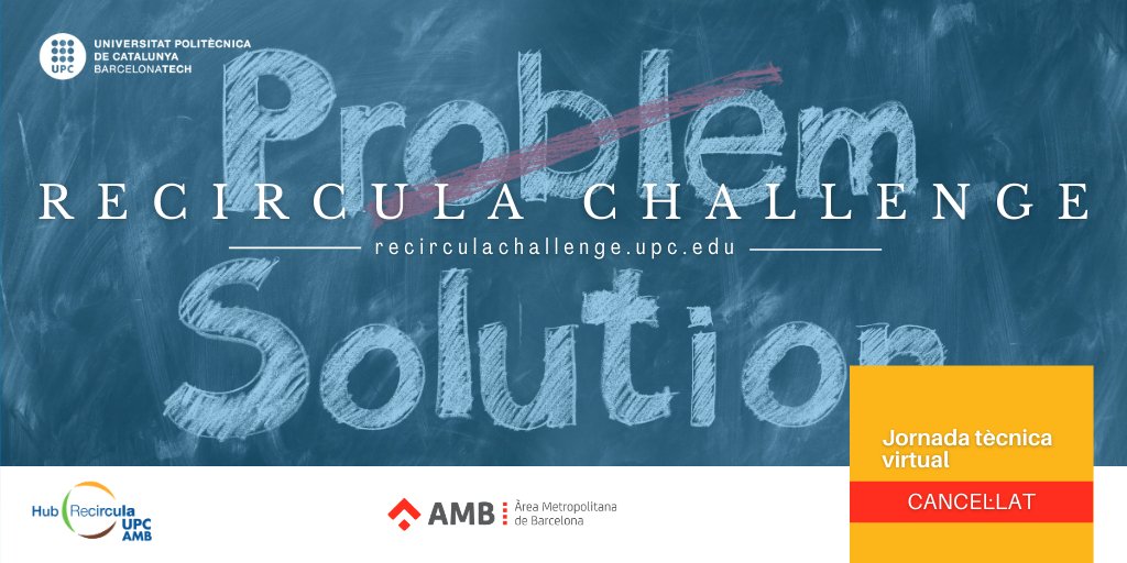 EEBE_UPC's tweet photo. Hem substituït la Jornada Tècnica per videos informatius disponibles des del dia 18 de novembre al web del #RecirculaChallenge.
#EEBE_UPC @la_UPC @UPCSostenible @sostAMB https://t.co/z4jaULGxpo