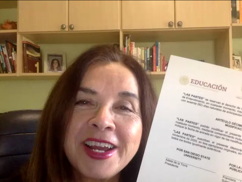 ericfrost's tweet photo. #SDSU joining in the #ReBorder2020 conference online 2 discuss solutions 2 border region as try 2 discuss & find solutions 2 build up the Transborder region. MOU signing between SDSU & #Baja Pres. de la Torre holding up MOU 2 see signature page-partners & collaborators 2 reimagin https://t.co/ySov15dPNt