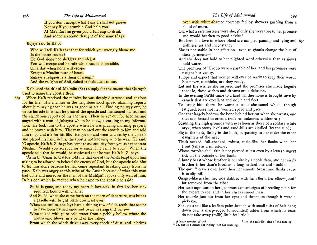 8/n Poets who had mocked Muhammad were killed by Muhammad at Mecca. One such poet, Ka’b bin Zuhayr, saved himself by converting to Islam when he found that there is no other way to avoid extermination.Source: Ibn Ishaq