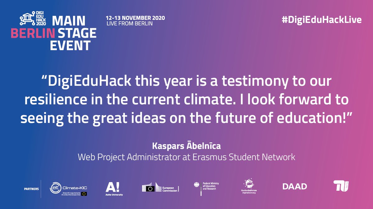 DAAD_Germany's tweet image. Up next at @DigiEduHack:
🗨️14:00: Call ins from Belgium, Italy, Finland
🗨️14:15: Panel discussion on policymaking with @kabelnica
🗨️15:15: Panel discussion on collaboration with @BartVerswijvel, moderated by DAAD #WeRedefineLearning

Join us: ➡ fcld.ly/ofahehq
@TUBerlin