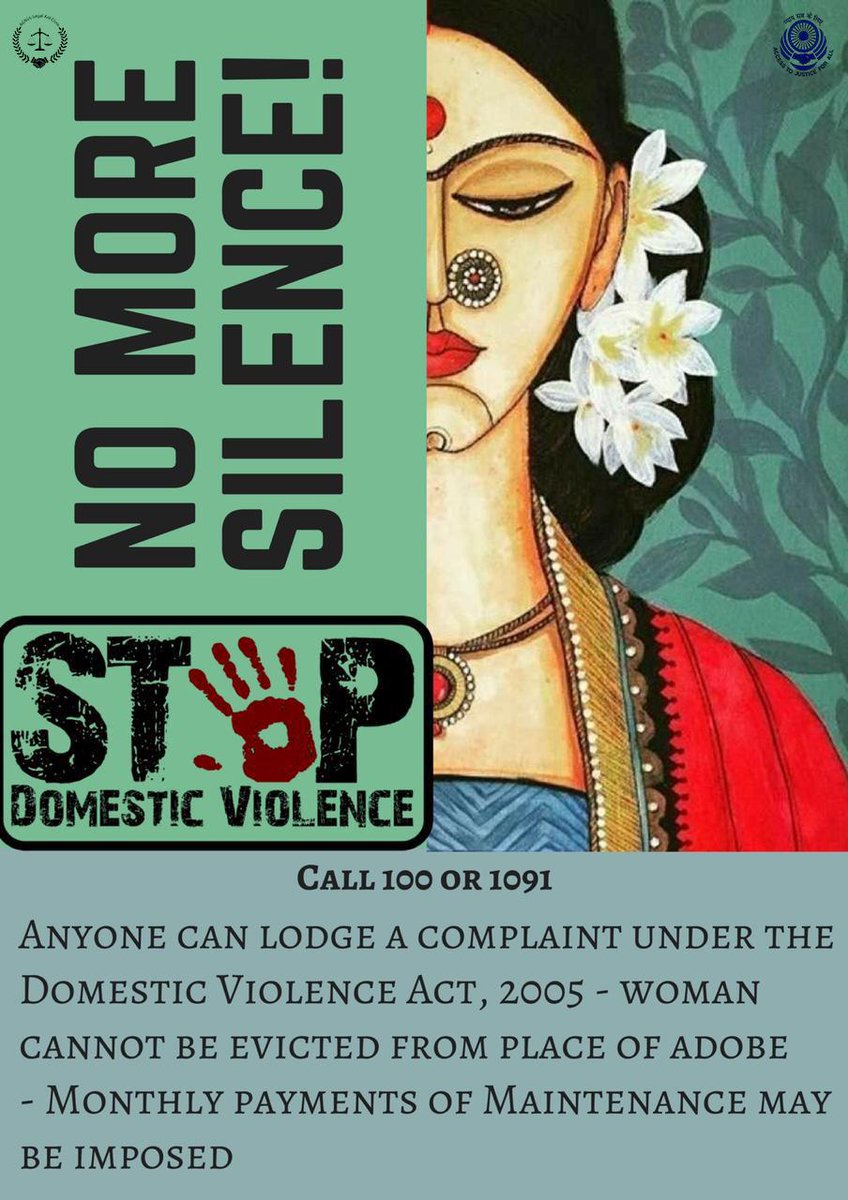 No More Silence!
Help someone to get out of the trap of domestic violence.
Dial 100 or 1091 to help save a life.

#LegalAwareness #LegalLiteracy #DomesticViolence #LegalAid