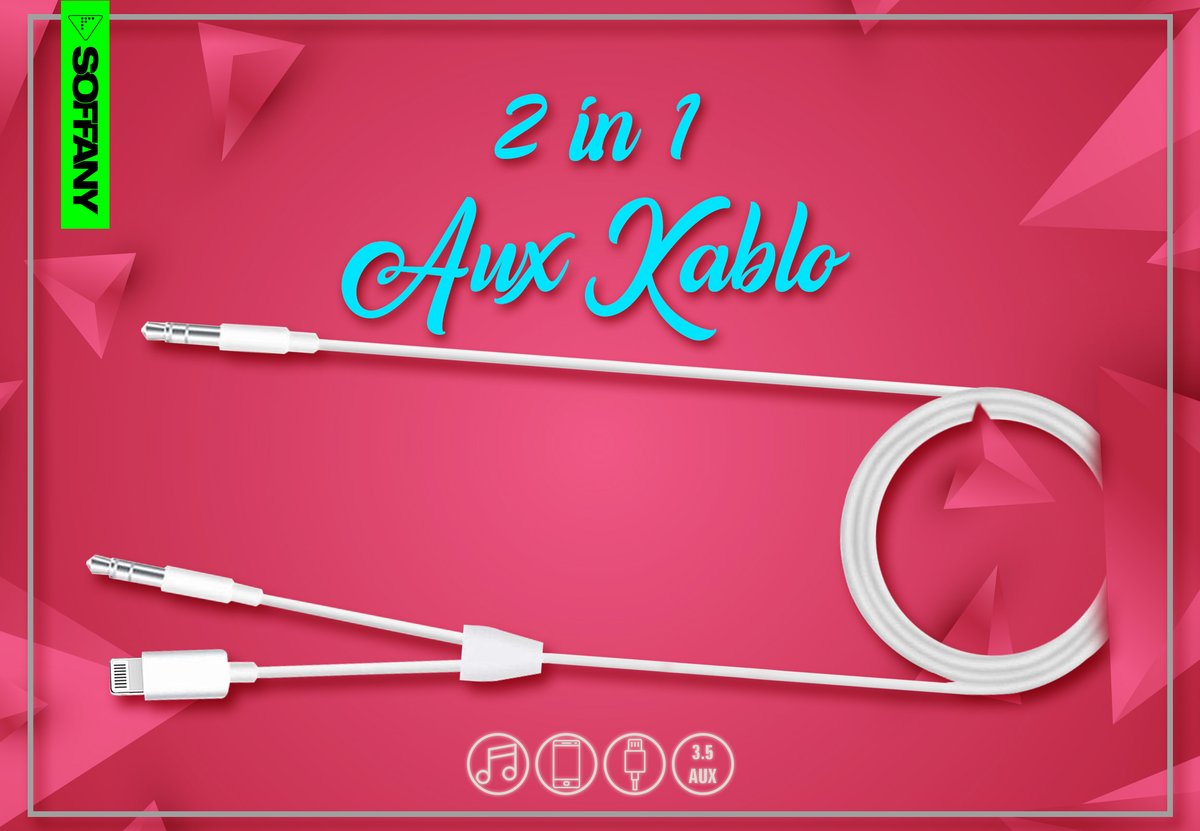 soffanycomtr's tweet photo. 2 in 1 Kablo ile gittiğiniz her yerde müzik dinleyebilirsiniz.
#soffany #telefon #kablo #müzik #aux https://t.co/b0bfCc7FLC