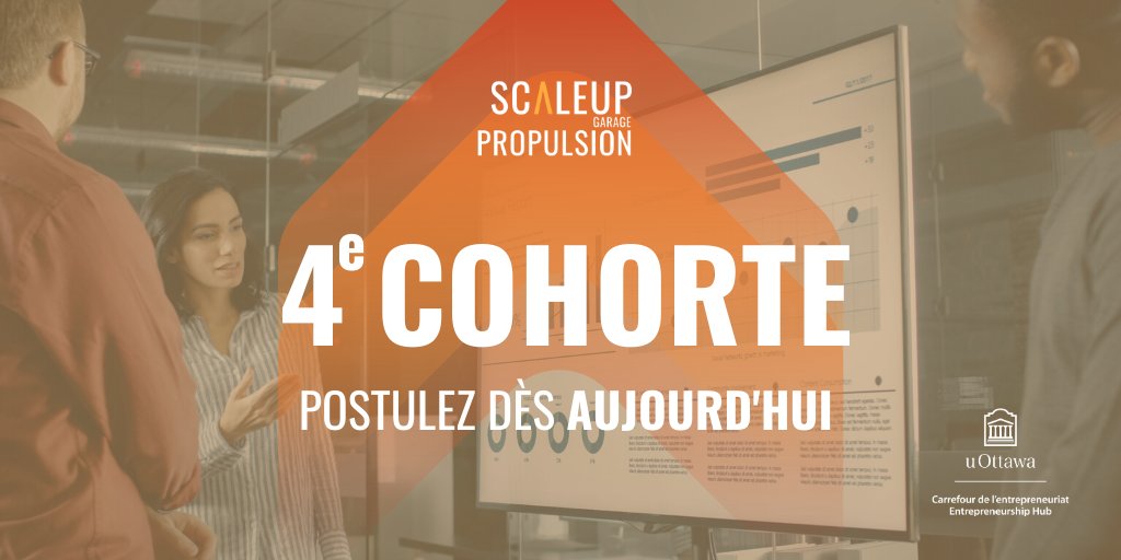 uOttawa Entrepreneur(e) (@uottawaehub) on Twitter photo ATTN: Startups de l'<a href="/uOttawa/">Université d'Ottawa | University of Ottawa</a>!
Vous avez peut-être entendu parler du programme <a href="/scale_up_garage/">Scaleup Garage Propulsion</a> présenté par le <a href="/uOttawaEHub/">uOttawa Entrepreneur(e)</a>. 🔥
Qu'est-ce que vous y gagnerez?
▪️ FORMATION MISE EN MARCHÉ
▪️ DIRECTION FINANCIÈRE VIRTUELLE
▪️ CONSEIL D'ADMINISTRATION
Comment faire👇👇 ATTN: Startups de l'<a href="/uOttawa/">Université d'Ottawa | University of Ottawa</a>!
Vous avez peut-être entendu parler du programme <a href="/scale_up_garage/">Scaleup Garage Propulsion</a> présenté par le <a href="/uOttawaEHub/">uOttawa Entrepreneur(e)</a>. 🔥
Qu'est-ce que vous y gagnerez?
▪️ FORMATION MISE EN MARCHÉ
▪️ DIRECTION FINANCIÈRE VIRTUELLE
▪️ CONSEIL D'ADMINISTRATION
Comment faire👇👇