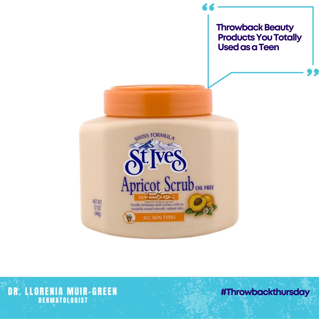 If you don't know this you are probably too young. 

St. Ives Apricot Scrub
Growing up, it seemed like everyone had this little orange tub on their dresser. Though there are now gentler ways to exfoliate your skin, you'll never forget your first scrub. 😓

#throwbackthursday