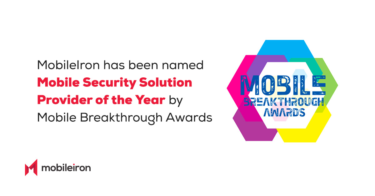 For the second year in a row, <a href="/MobileIron/">MobileIron (acquired by Ivanti)</a> has won "Mobile Security Solution Provider of the Year" in the #MobileBreakthroughAwards from <a href="/BestMobileTech/">MobileBreakthrough</a>! See other 2020 category winners here: okt.to/LG9wI3