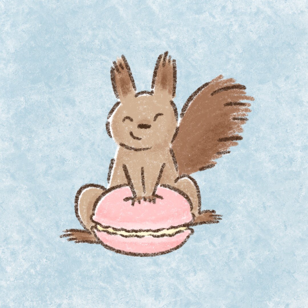 えびんぐ イラストレーター リス Macaron 秋はスイーツを食べたくなりませんか スイーツはマカロンがすきです 可愛くて 美味しいですよね 皆さん好きなスイーツはありますか イラスト かわいいイラスト ゆるいイラスト ゆるかわ