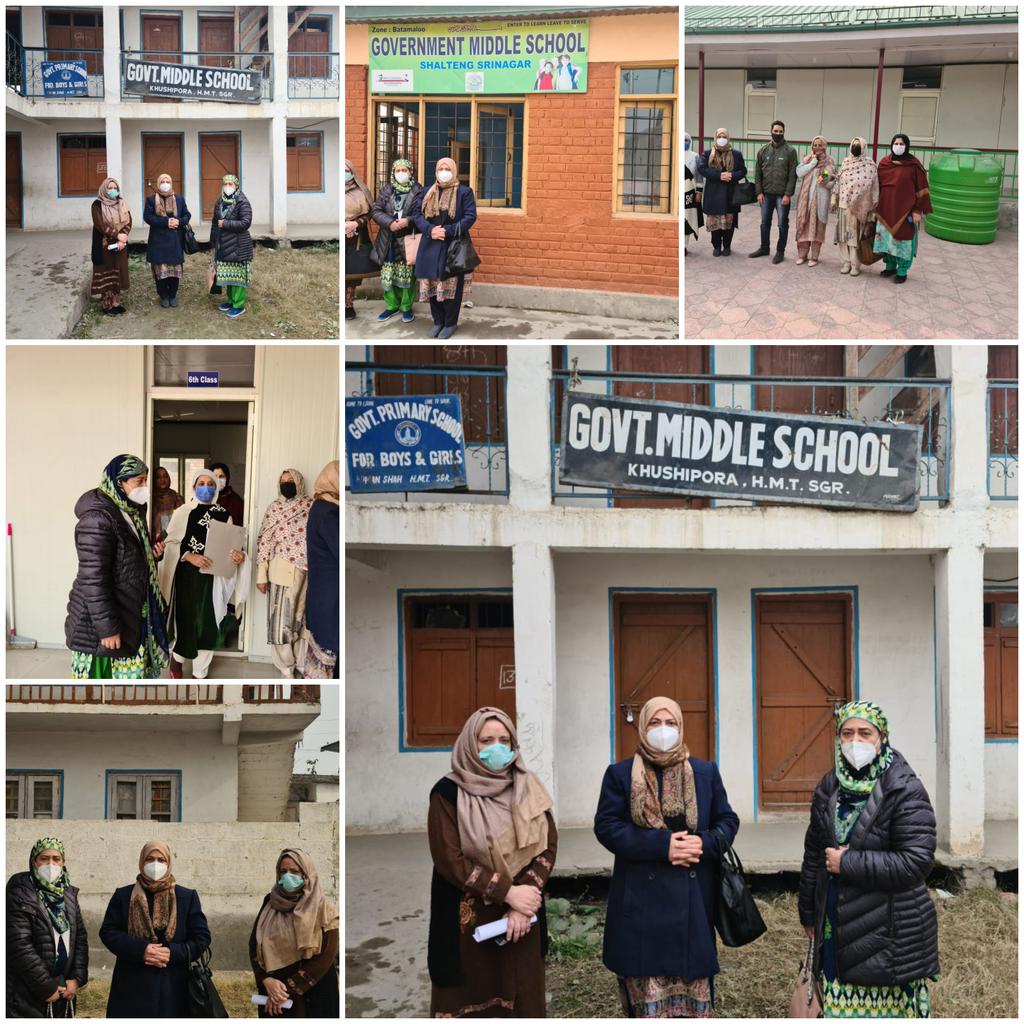 DietSrinagar's tweet photo. Principal DIET Srinagar, Mtr Tahira Hilali,  accompanied by HOD, CMDE Wing and other staff members from DIET Srinagar today visited various schools in the district to take stock of preparedness for 8th class examination starting tomorrow. https://t.co/BTtkEp1rNN