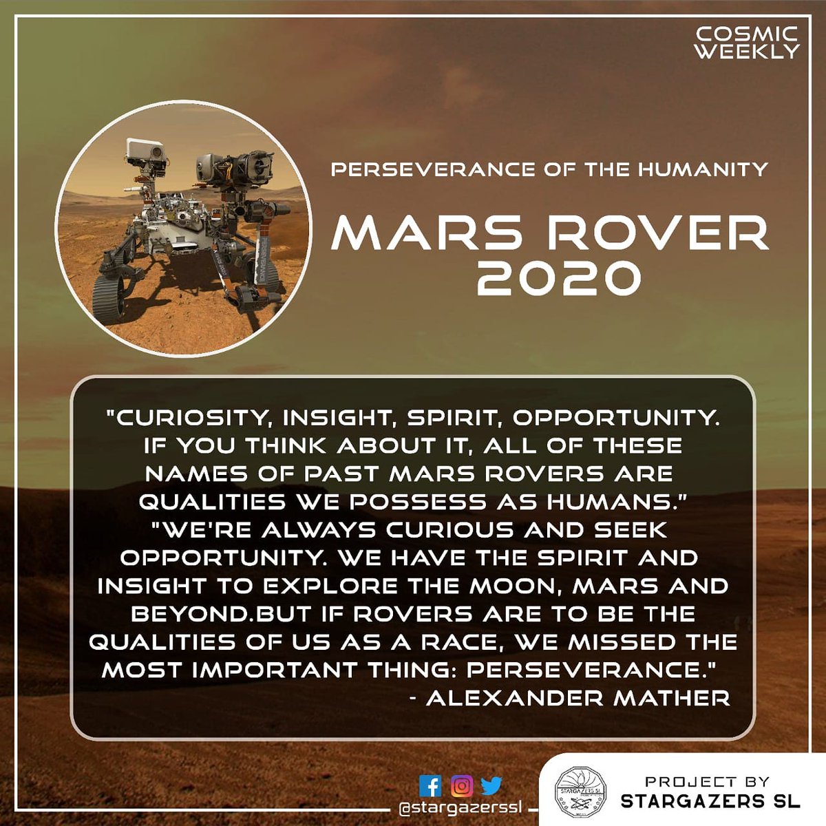 StargazersSl's tweet photo. At 7:50 a.m. ET, NASA’s Perseverance rover, bound for Mars, blasted off from Kennedy Space Center in Cape Canaveral, Florida. 

#stargazerssl
#cosmic_weekly 
#slastronomy https://t.co/o1hWBIXBx1
