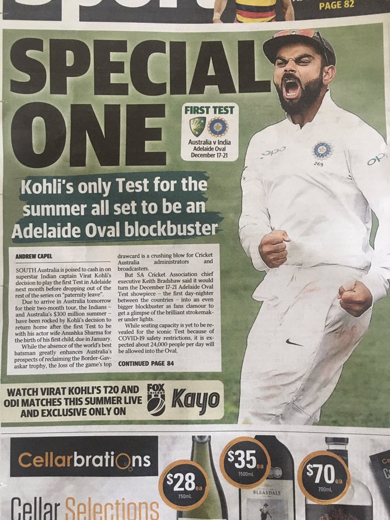 båd Ung kritiker Johns. on Twitter: "The respect for Virat Kohli in Australian media - they  are calling him *King Kohli* in most the article and this is one of piece  of Telegraph. The Brand